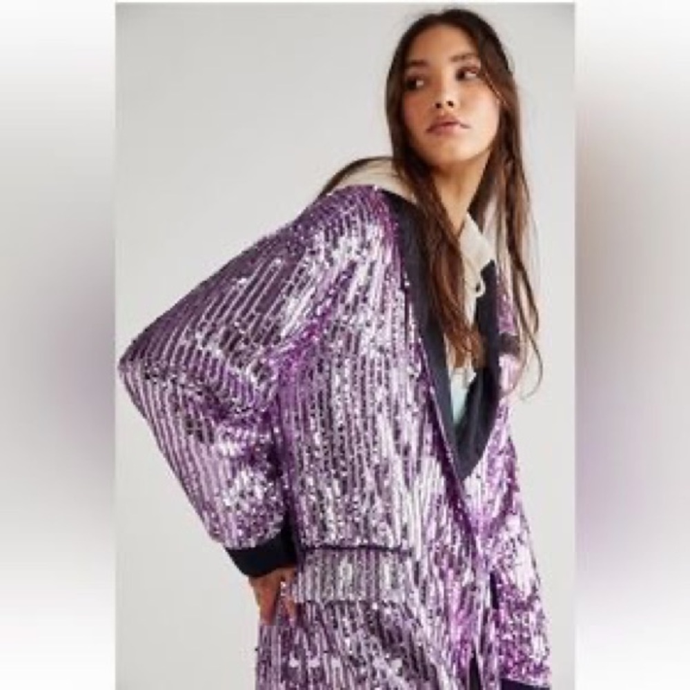 NWOT Free People Ella Sequin Duster Jacket Sz. Small